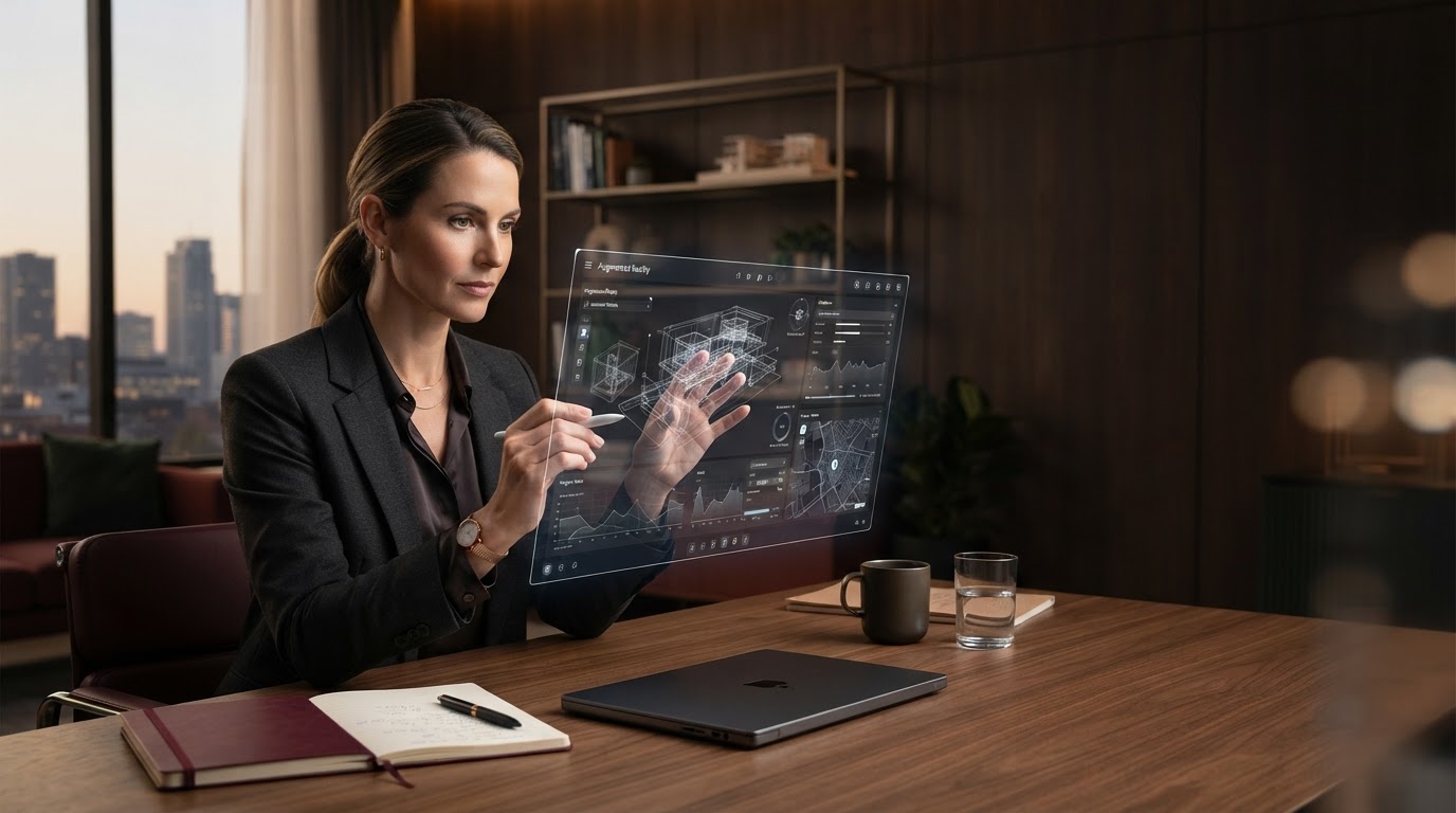 toponlinearsites2025: interfaz de análisis de datos financieros superpuesta a un entorno arquitectónico